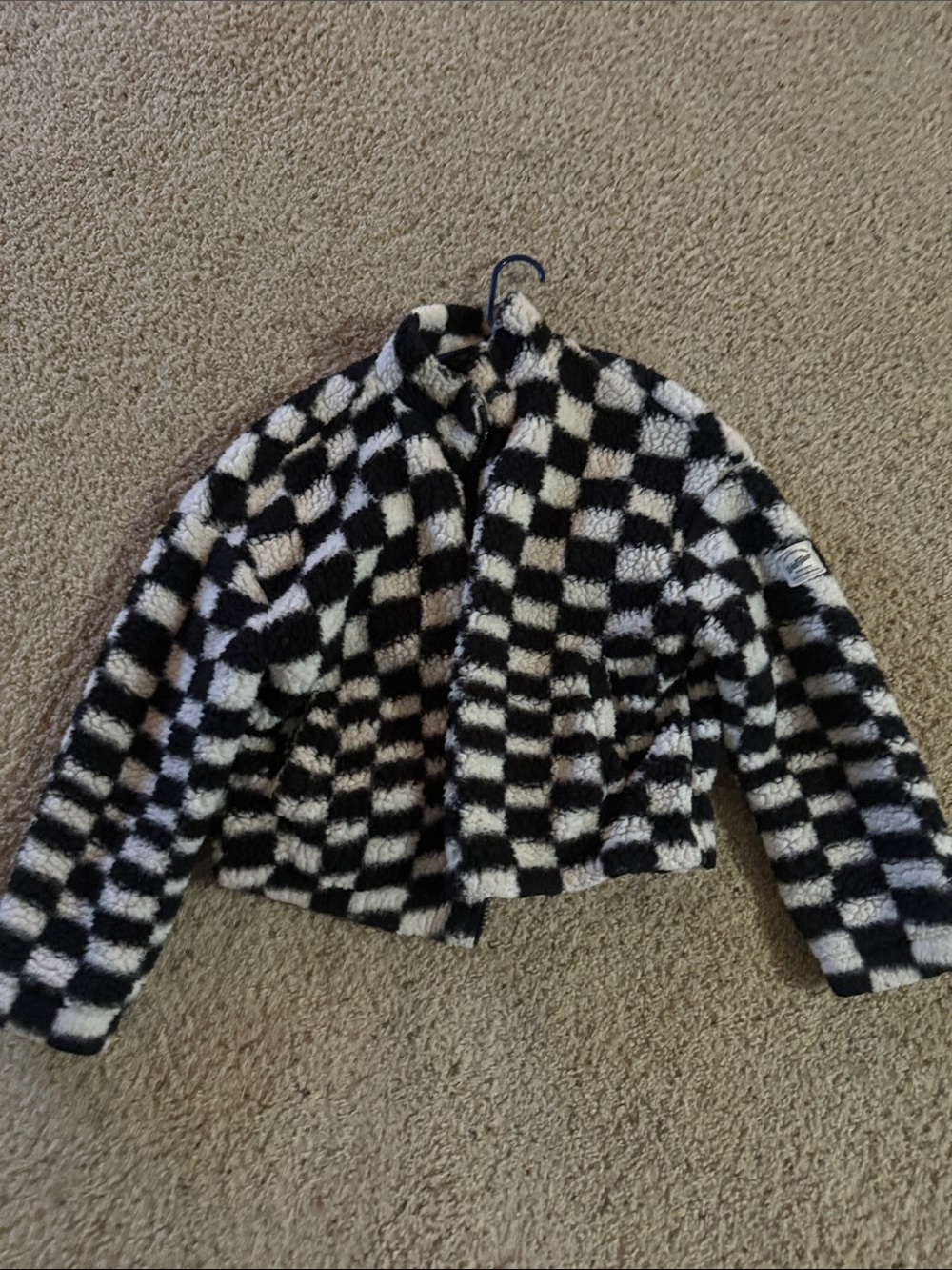 Checkerboard Sherpa Jacket - Black & White